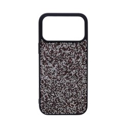 Capa de Silicone Dura de Designer com Cristais de Diamante para Apple iPhone 17 Pro Max/iPhone 18 Pro Max Lilás